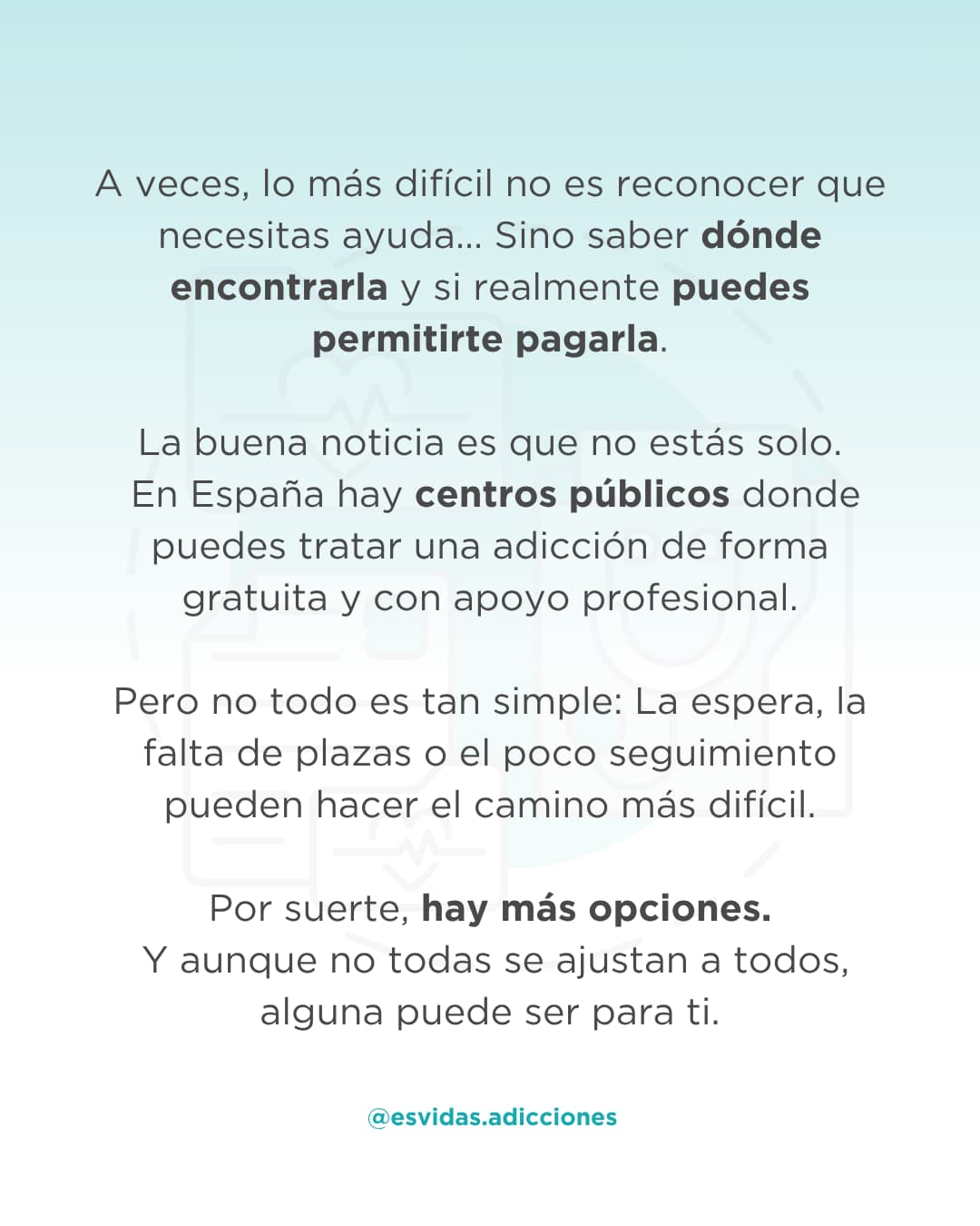 ¿Cuál es el principal problema para empezar un tratamiento gratuito contra las adicciones? | Esvidas ¿Cuál es el principal problema para empezar un tratamiento gratuito contra las adicciones?
