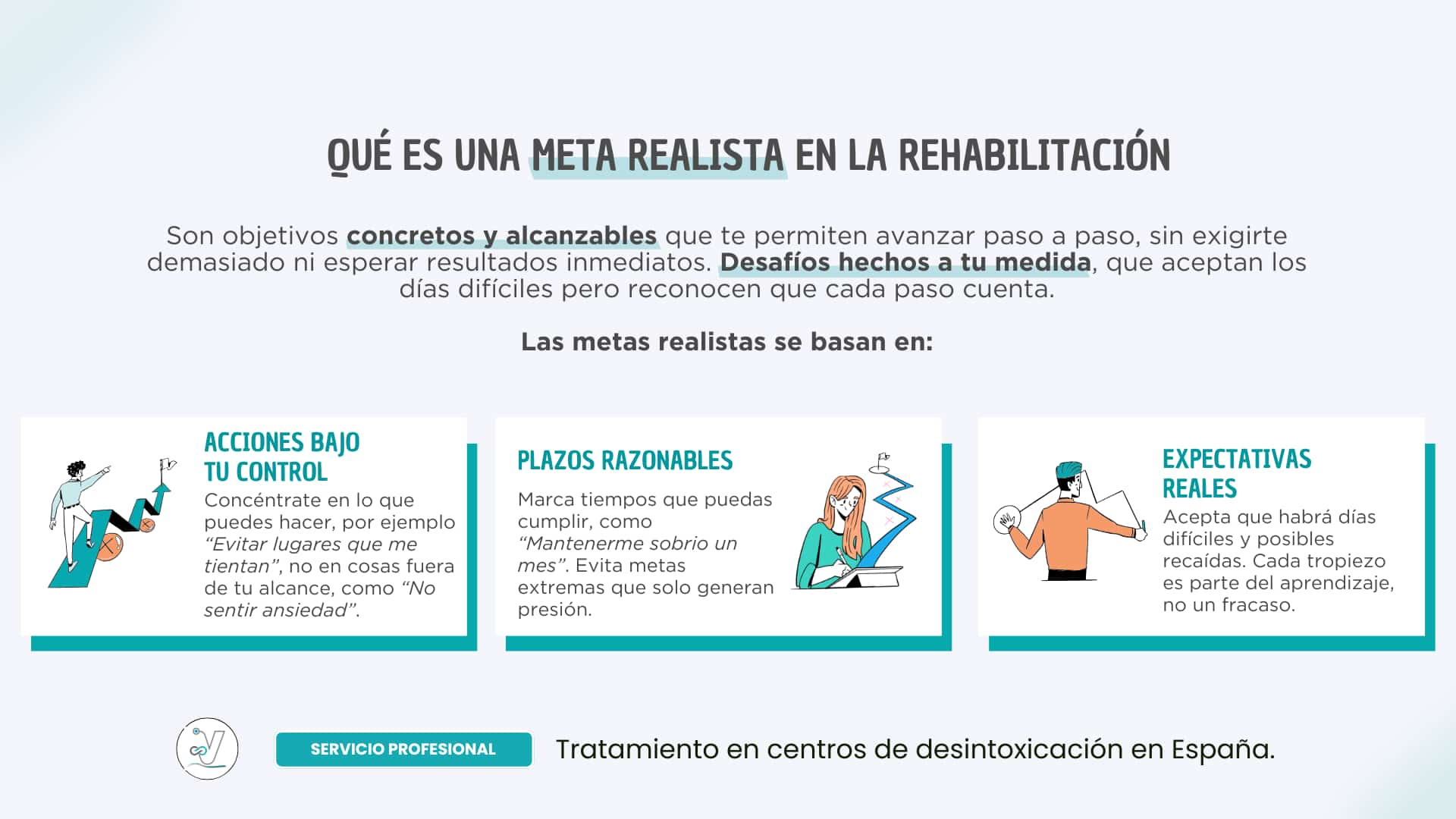Establecer objetivos alcanzables durante el tratamiento de adicciones