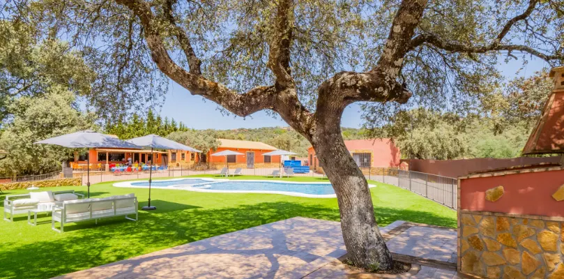 Exteriores ajardinados con piscina del centro Esvidas Córdoba | Esvidas Zonas comunes exteriores con jardín y piscina en Esvidas Córdoba